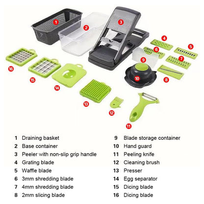 🔥 16-in-1 Multi-Function Veggie Slicer ✨